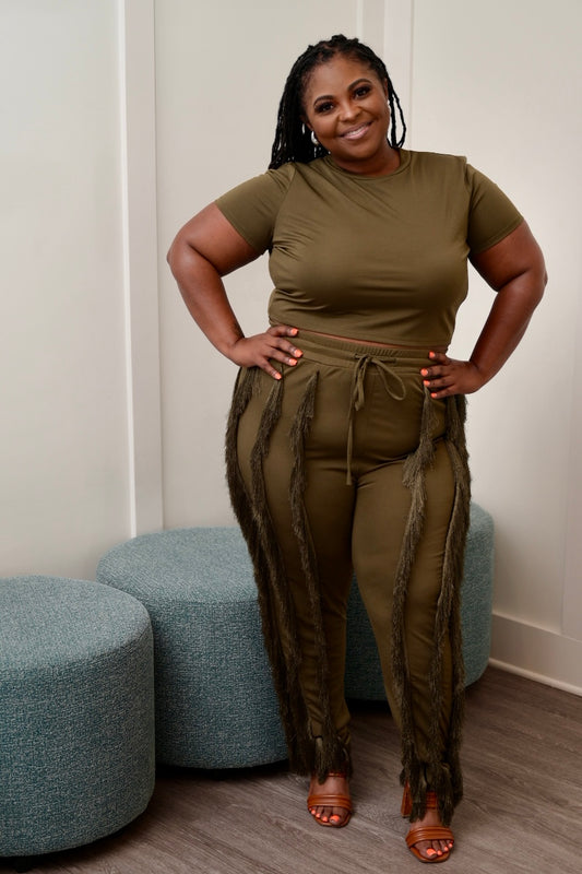 The Shimmy Pant Set (Olive)